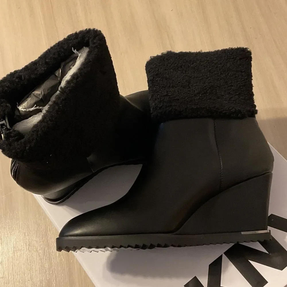 DKNY Black Winter Wedge Boots for Women
